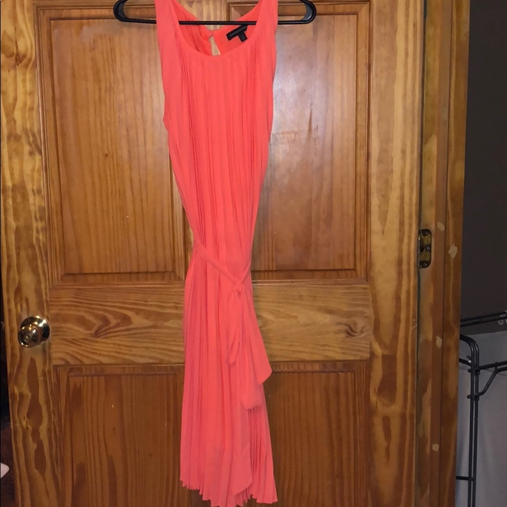 Banana Republic Coral pleated dress.
